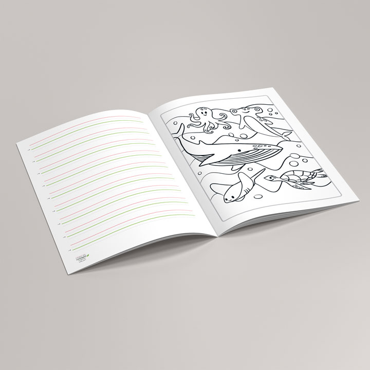 Schreibheft LRS Mittelbild für Liniengrößen 1 – 3 // Liniatur der Leichtigkeit